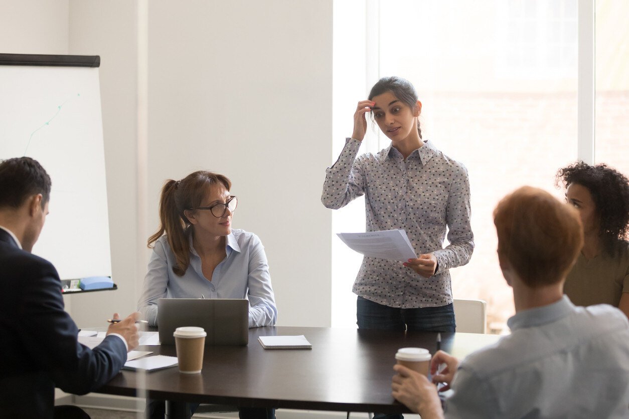 Employee struggles with emotional intelligence during a meeting