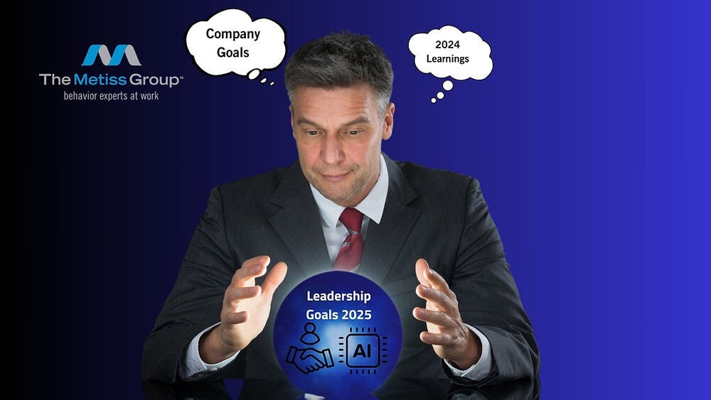 Person looking at crystal ball to reveal leadership trends for 2025